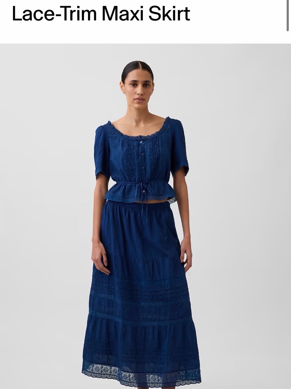 GAP Navy Lace-Trim Maxi Skirt